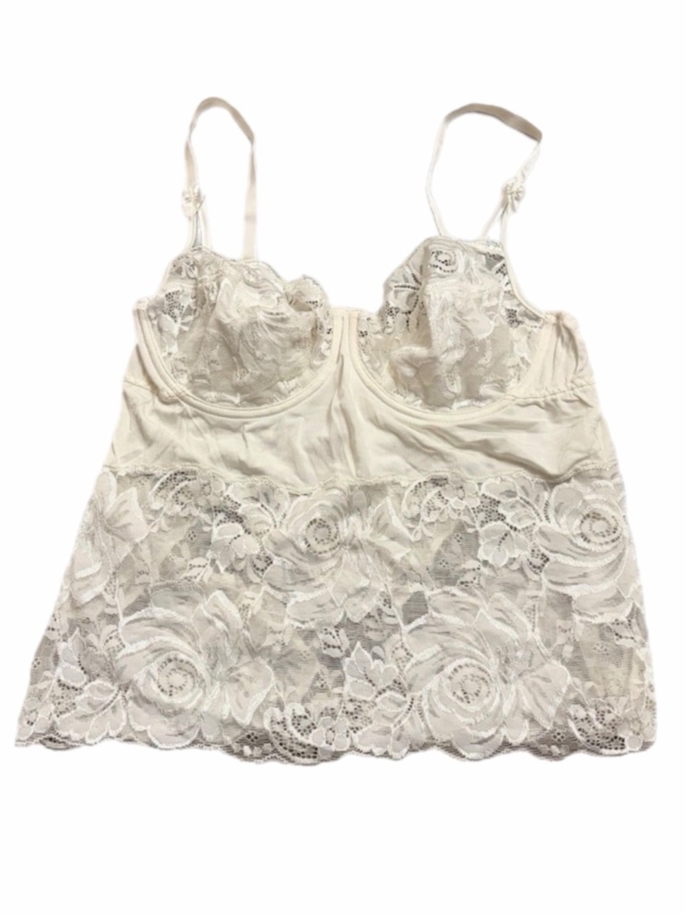 90s European Vintage Nina von C Rose Lace Corset Cami Top (Ivory) Size S/M - Picture 2 of 7